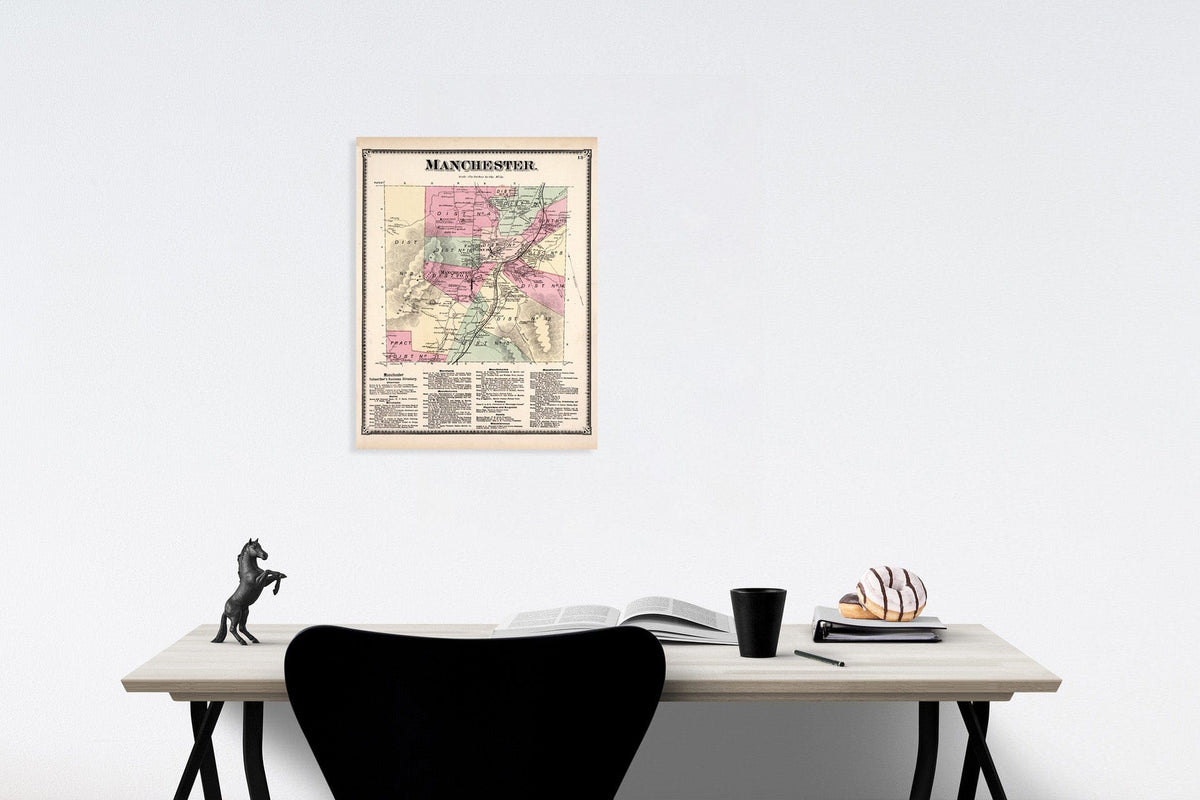 Manchester Township - Property Map, 1869 - Vermont Historical Map Print