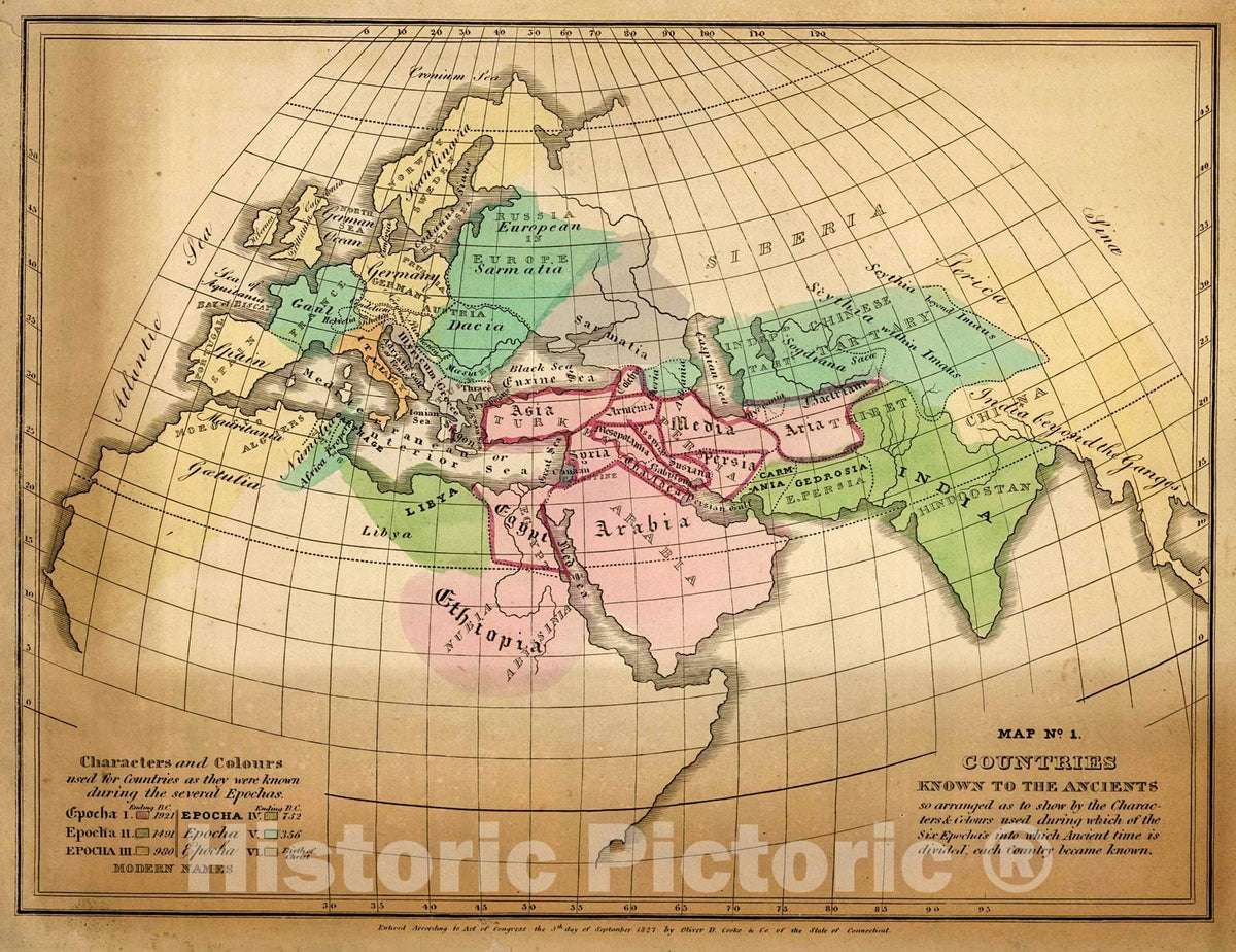 Historic Map : Map No. I. Countries Known To The Ancients, 1827, Vintage Wall Decor