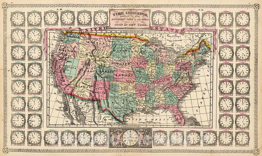 Historic Map : United States,, 1865, Vintage Wall Decor