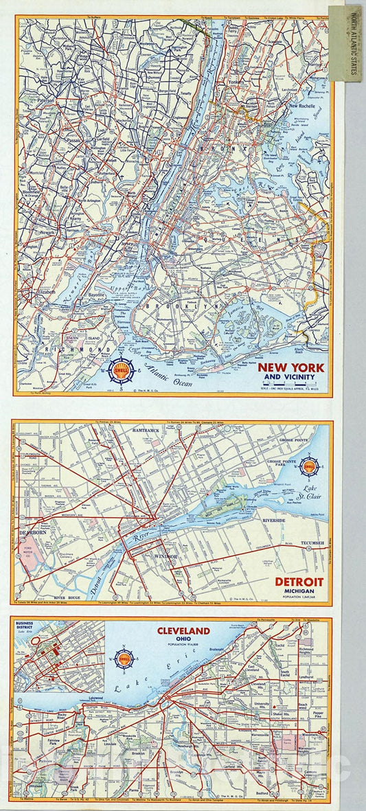 Historic Map : Various Regions and Cities in the North Atlantic States., 1956, Vintage Wall Decor