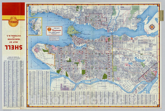 Historic Map : Shell Street Map of Vancouver., 1956, Vintage Wall Decor