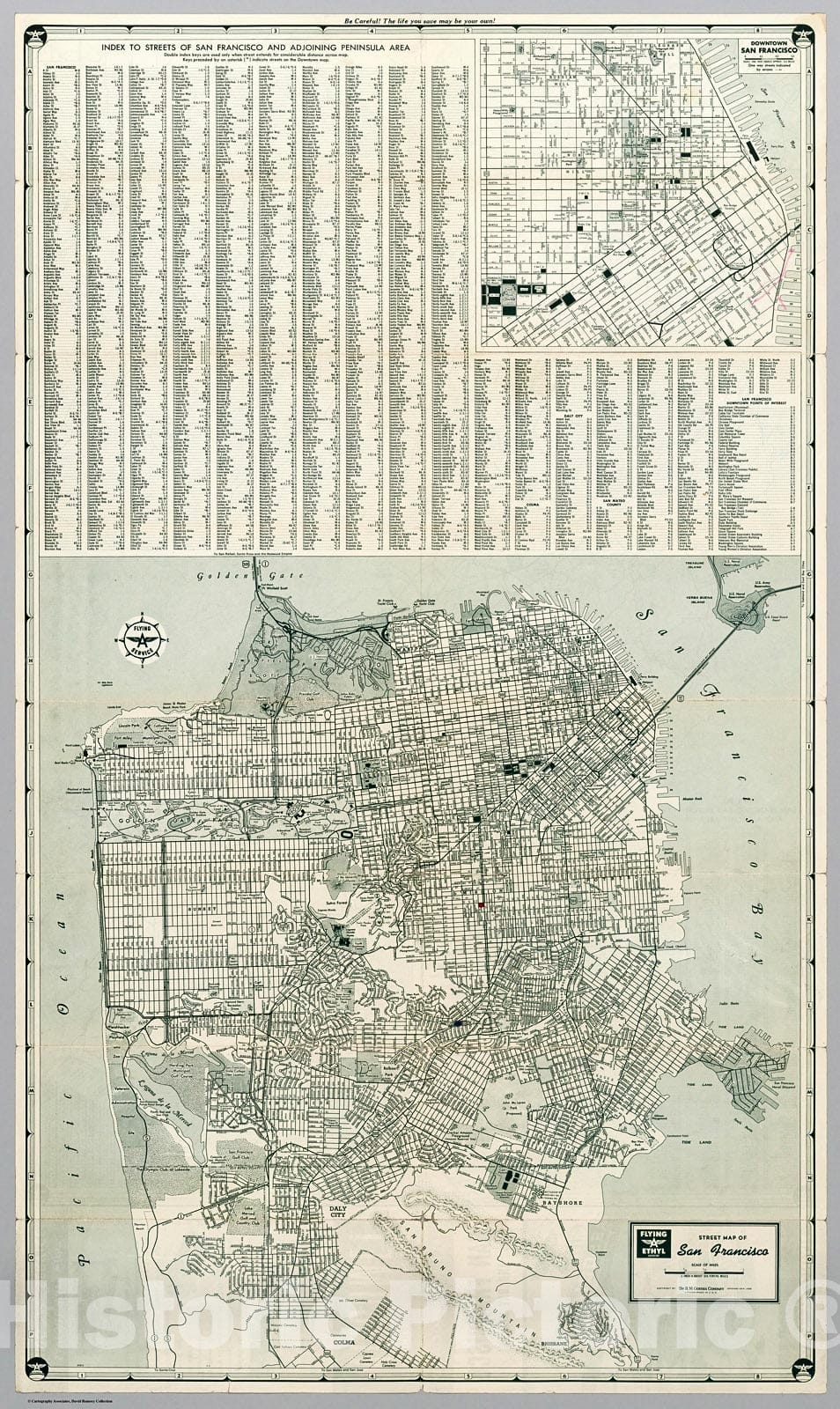 Historic Map : Streets of San Francisco, 1950, Vintage Wall Decor