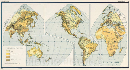 Historic Map : Land Forms 2., 1943, Vintage Wall Decor