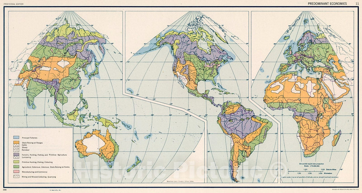 Historic Map : Predominant Economies 11., 1943, Vintage Wall Decor