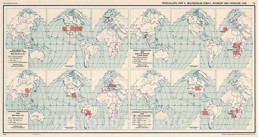 Historic Map : Ferro-Alloys, Part II: Molybdenum, Cobalt, Antimony and Vanadium, 1938, 15., 1943, Vintage Wall Decor