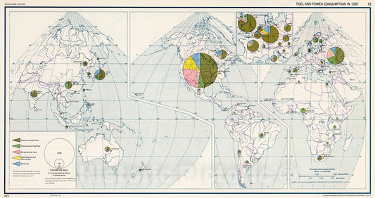 Historic Map : Fuel and Power Consumption in 1937, 19., 1943, Vintage Wall Decor