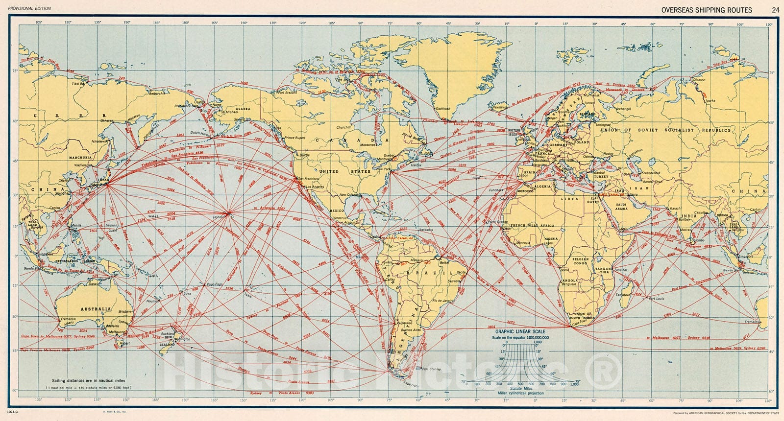 World - Shipping Routes, 1943 - Historical Map Print