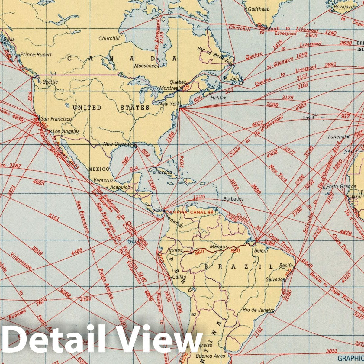 World - Shipping Routes, 1943 - Historical Map Print