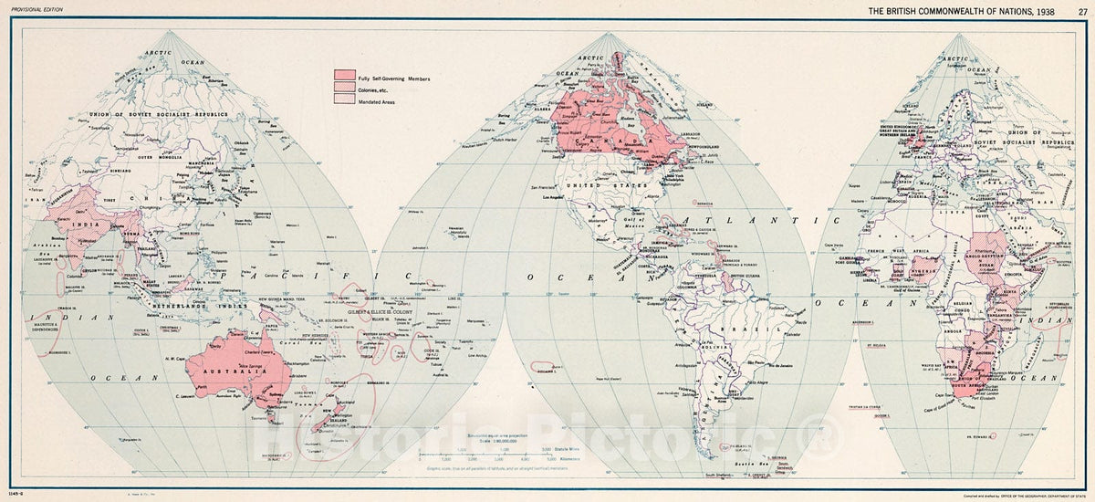 Historic Map : The British Commonwealth of Nations 27., 1943, Vintage Wall Decor