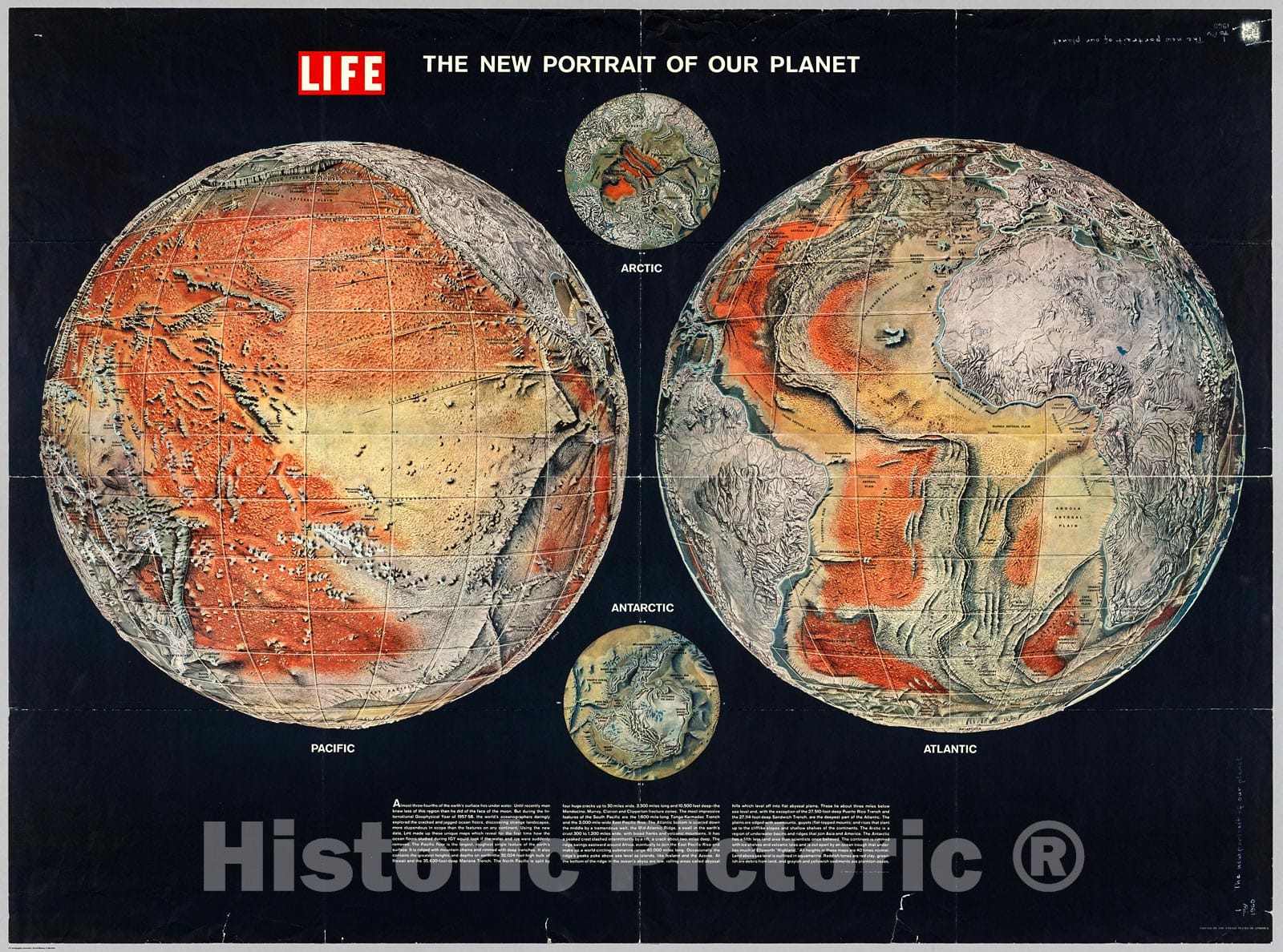 Historic Map : The New Portrait of our Planet. Life., 1960, Vintage Wall Decor