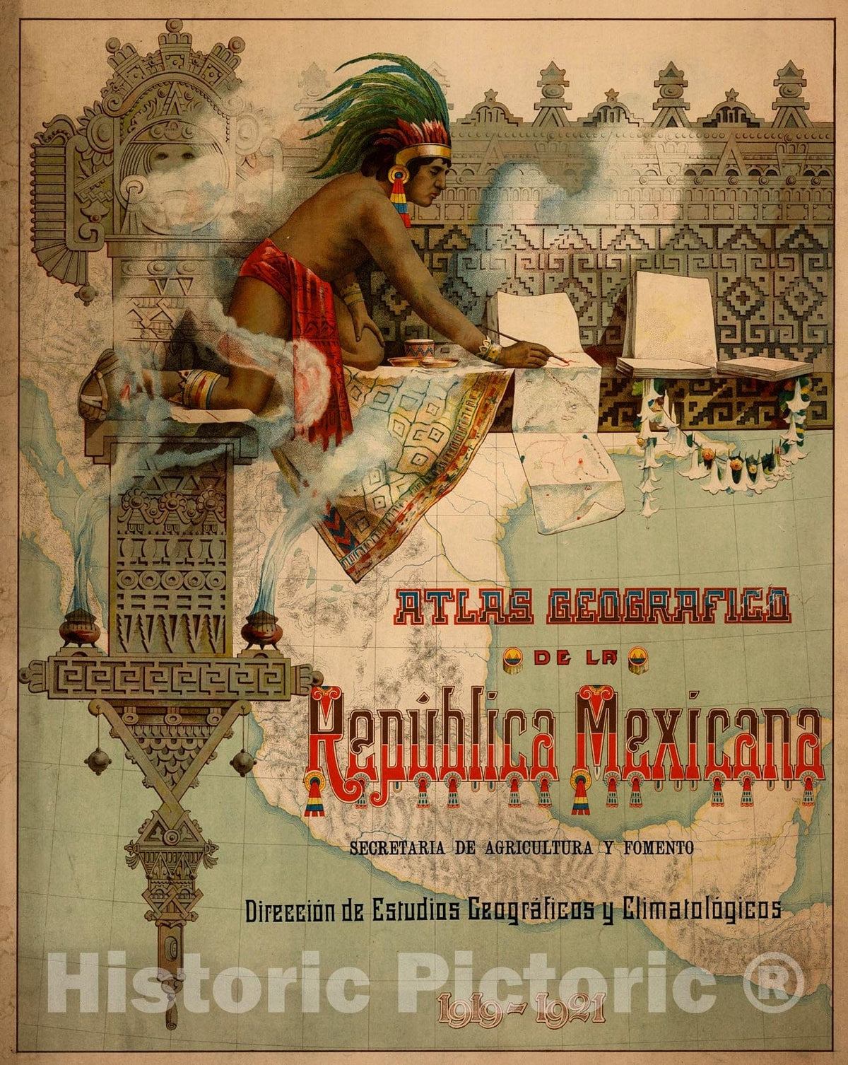 Historic Map : Title Page 1: Atlas geografico de la Republica Mexicana, 1923, Vintage Wall Decor