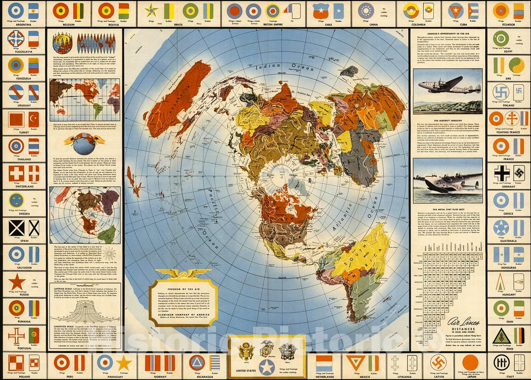 Historic Map : Global Map for Global War and Global Peace., 1943, Vintage Wall Decor