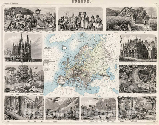 Historic Map : Europa., 1863, Vintage Wall Decor