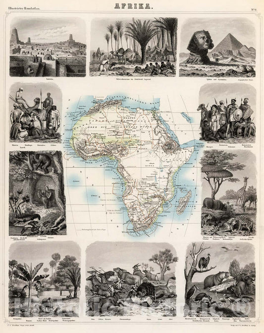 Historic Map : Afrika., 1863, Vintage Wall Decor