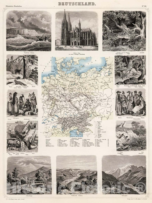Historic Map : Deutschland., 1863, Vintage Wall Decor