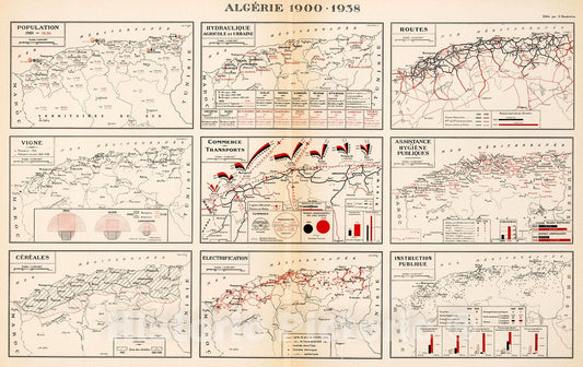 Historic Map : Planche five quatar. Algerie 1900-1938., 1939, Vintage Wall Decor