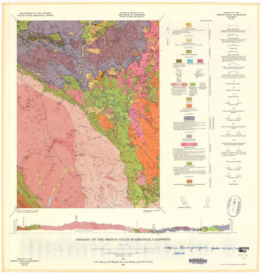 Map : Geology of the French Gulch quadrangle, California, 1964 Cartography Wall Art :