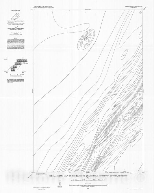Map : Aeromagnetic map of the Hancock quadrangle, Houghton County, Michigan, 1963 Cartography Wall Art :