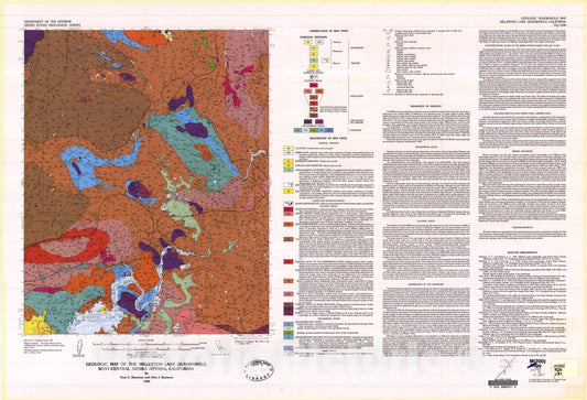 Map : Geologic map of the Millerton Lake quadrangle, west-central Sierra Nevada, California, 1982 Cartography Wall Art :