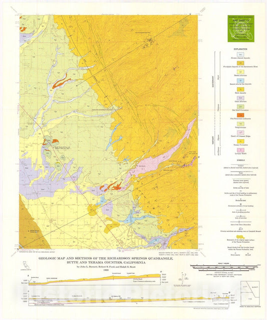Map : Geology of the Richardson Springs quadrangle, California, 1969 Cartography Wall Art :