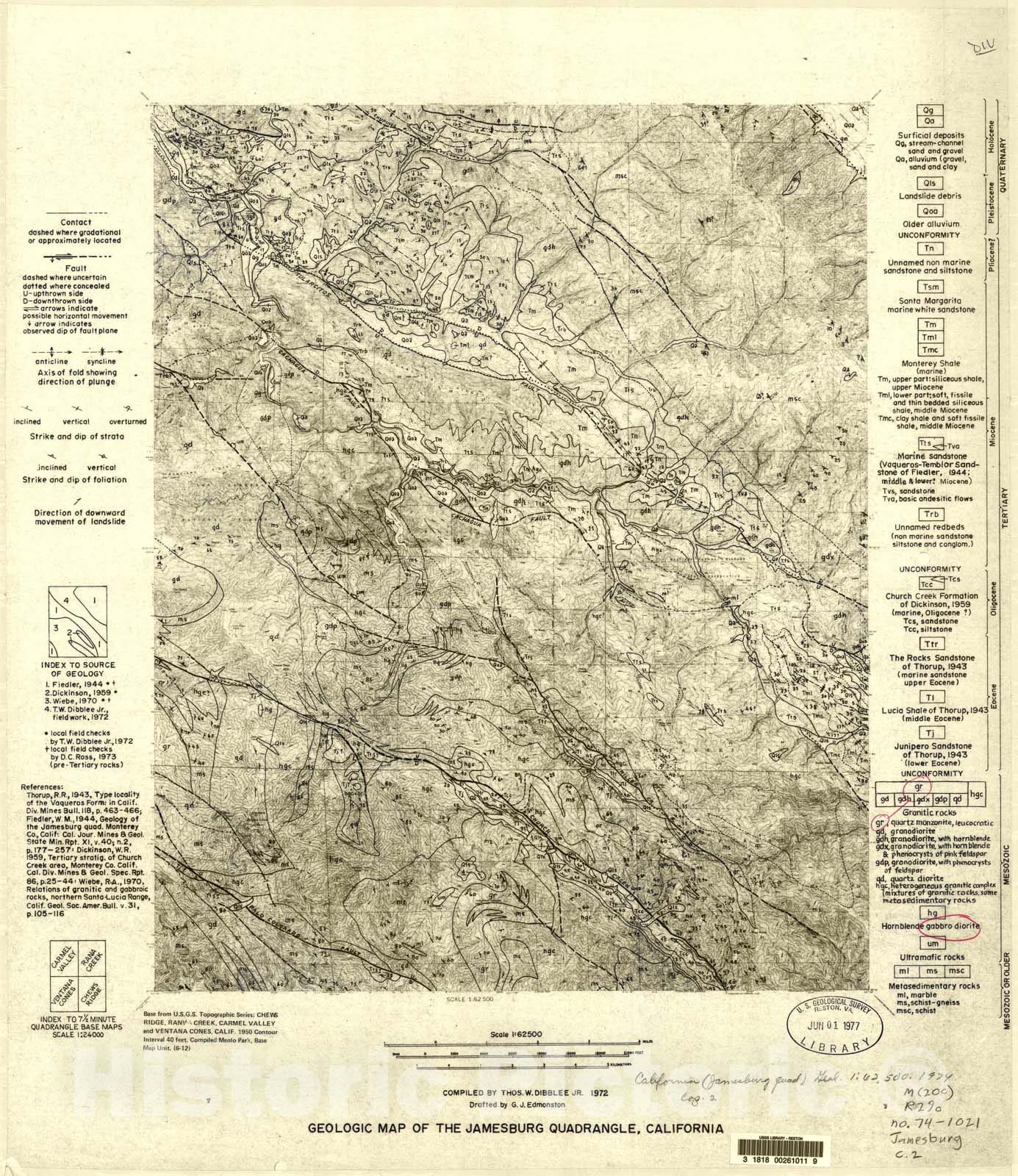 Map : Geologic maps of the Monterey, Salinas, Gonzales, Point Sur, Jamesburg, Soledad and Junipero Serra 15' quadrangles, Monterey County, California, 1974 Cartography Wall Art :