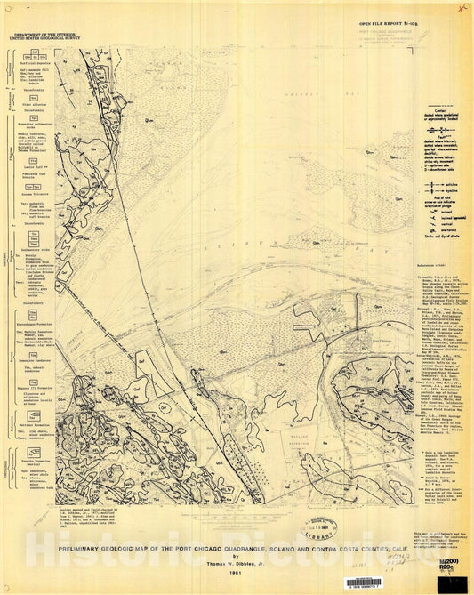 Map : Preliminary geologic map of the Port Chicago quadrangle, Solano and Contra Costa Counties, California, 1981 Cartography Wall Art :