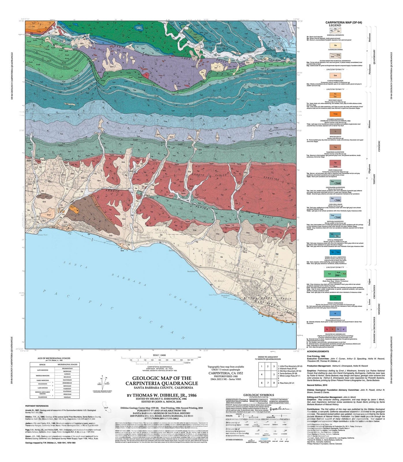 Map : Geologic map of the Carpinteria quadrangle, Santa Barbara County, California, 1986 Cartography Wall Art :