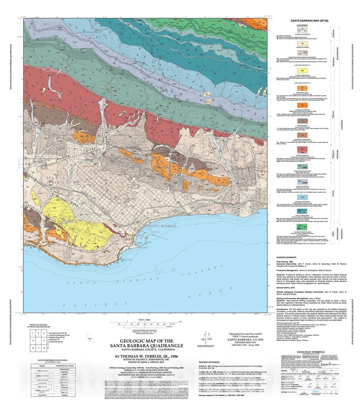 Map : Geologic map of the Santa Barbara quadrangle, Santa Barbara County, California, 1986 Cartography Wall Art :