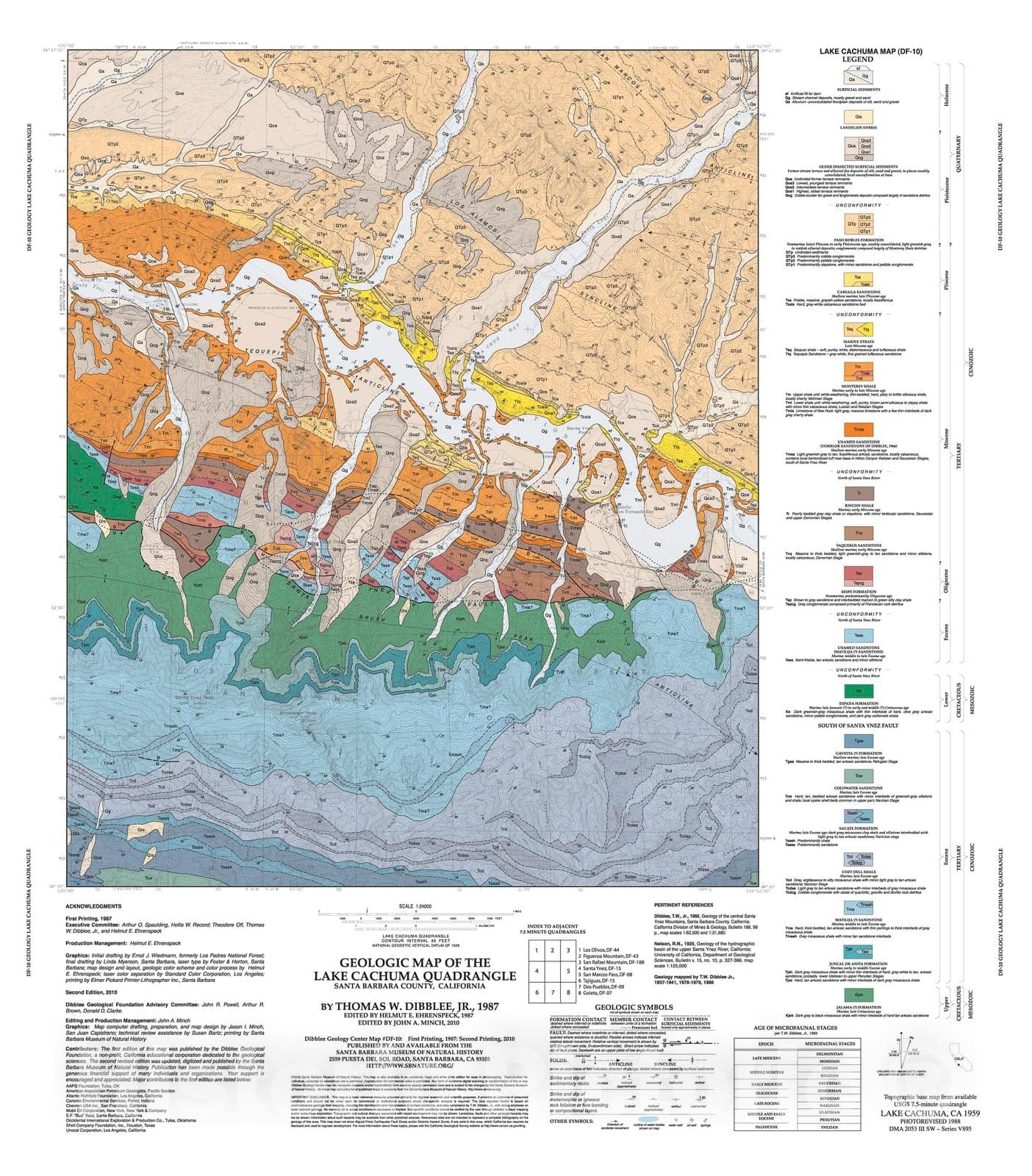 Map : Geologic map of the Lake Cachuma quadrangle, Santa Barbara County, California, 1987 Cartography Wall Art :