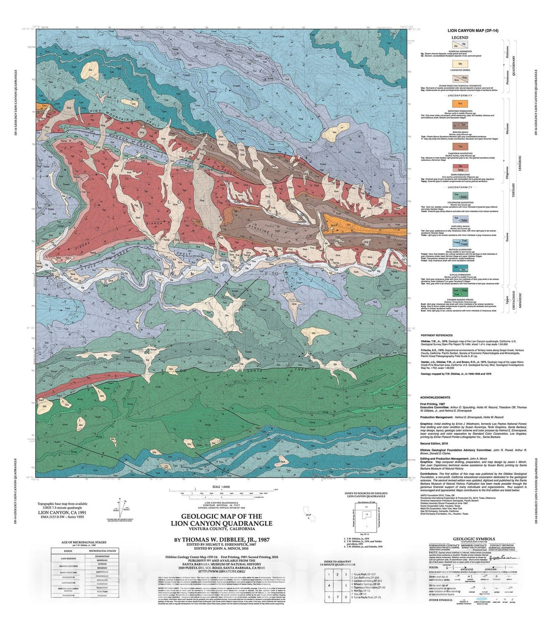 Map : Geologic map of the Lion Canyon quadrangle, Ventura County, California, 1987 Cartography Wall Art :
