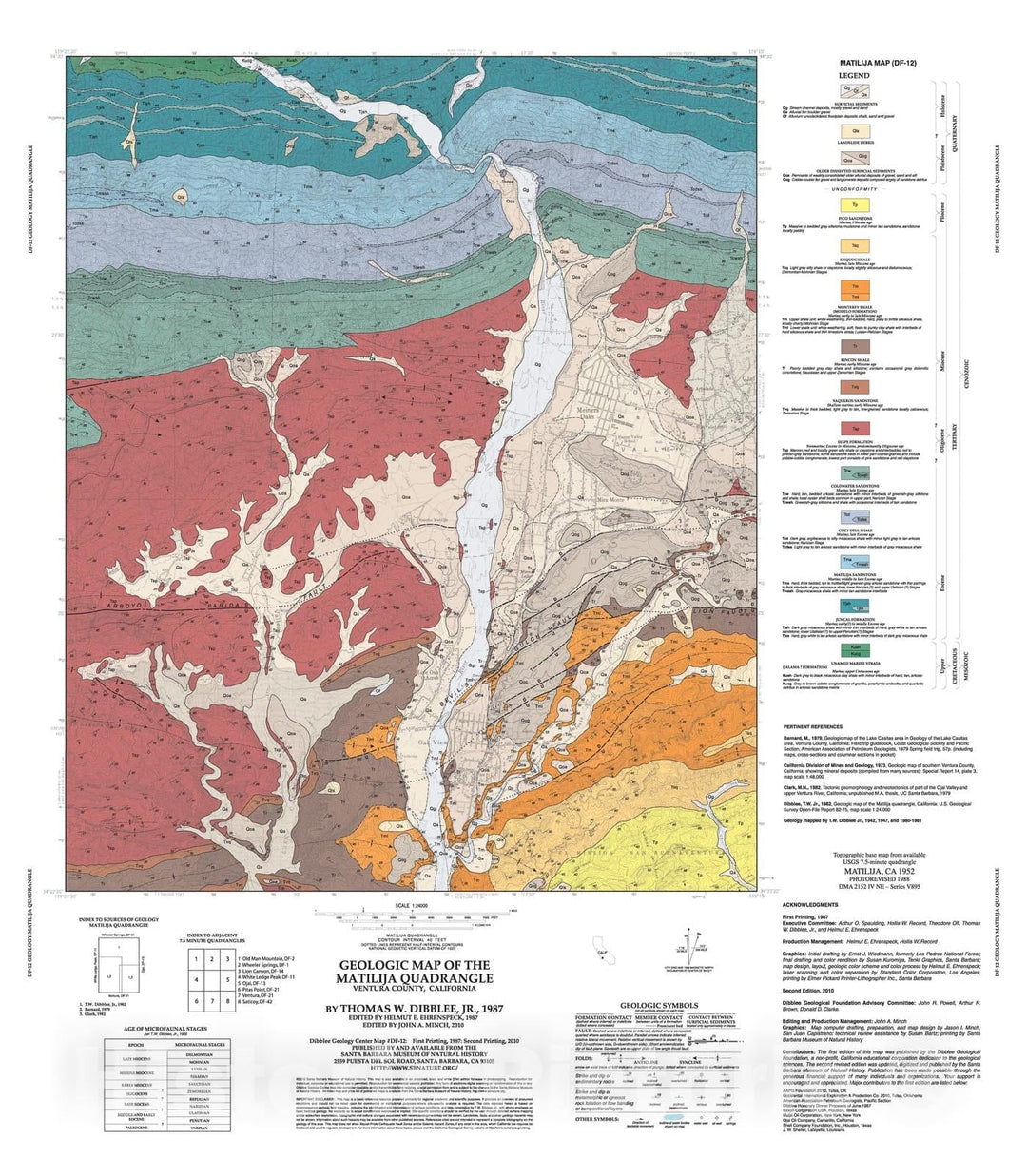 Map : Geologic map of the Matilija quadrangle, Ventura County, California, 1987 Cartography Wall Art :
