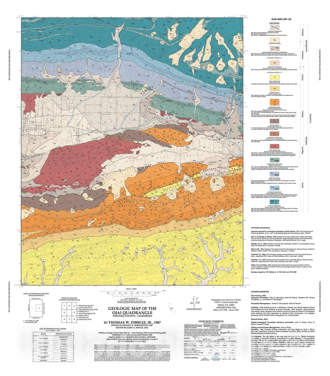 Map : Geologic map of the Ojai quadrangle, Ventura County, California, 1987 Cartography Wall Art :