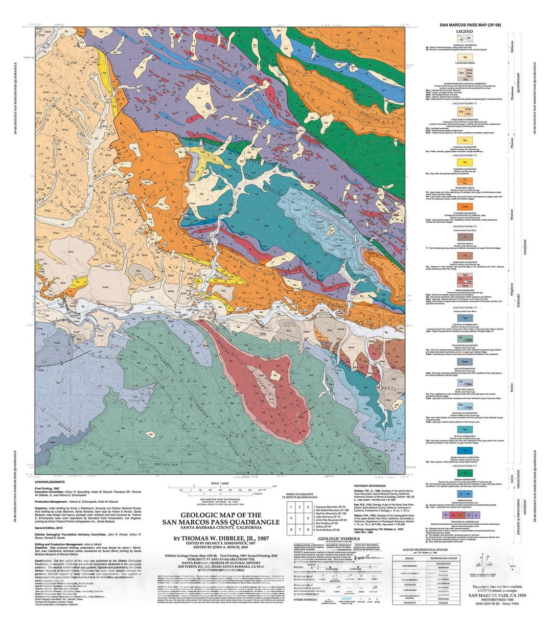 Map : Geologic map of the San Marcos Pass quadrangle, Santa Barbara County, California, 1987 Cartography Wall Art :