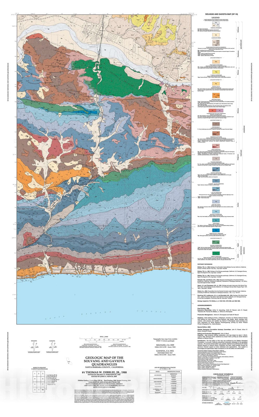 Map : Geologic map of the Solvang and Gaviota quadrangles, Santa Barbara County, California, 1988 Cartography Wall Art :