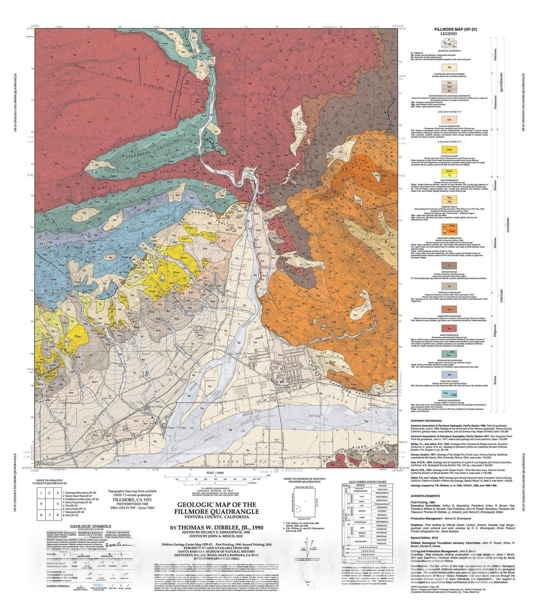 Map : Geologic map of the Fillmore quadrangle, Ventura County, California, 1990 Cartography Wall Art :