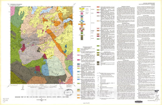 Map : Geologic map of the Lake Eleanor quadrangle, central Sierra Nevada, California, 1987 Cartography Wall Art :