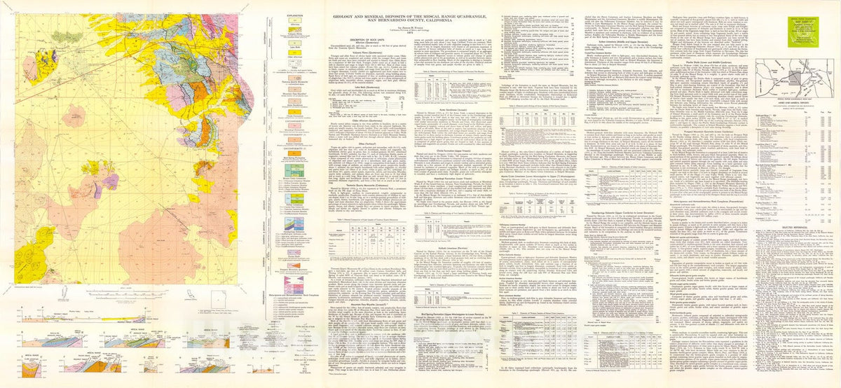 Map : Geology and mineral deposits of the Mescal Range quadrangle, San Bernardino County, California, 1971 Cartography Wall Art :