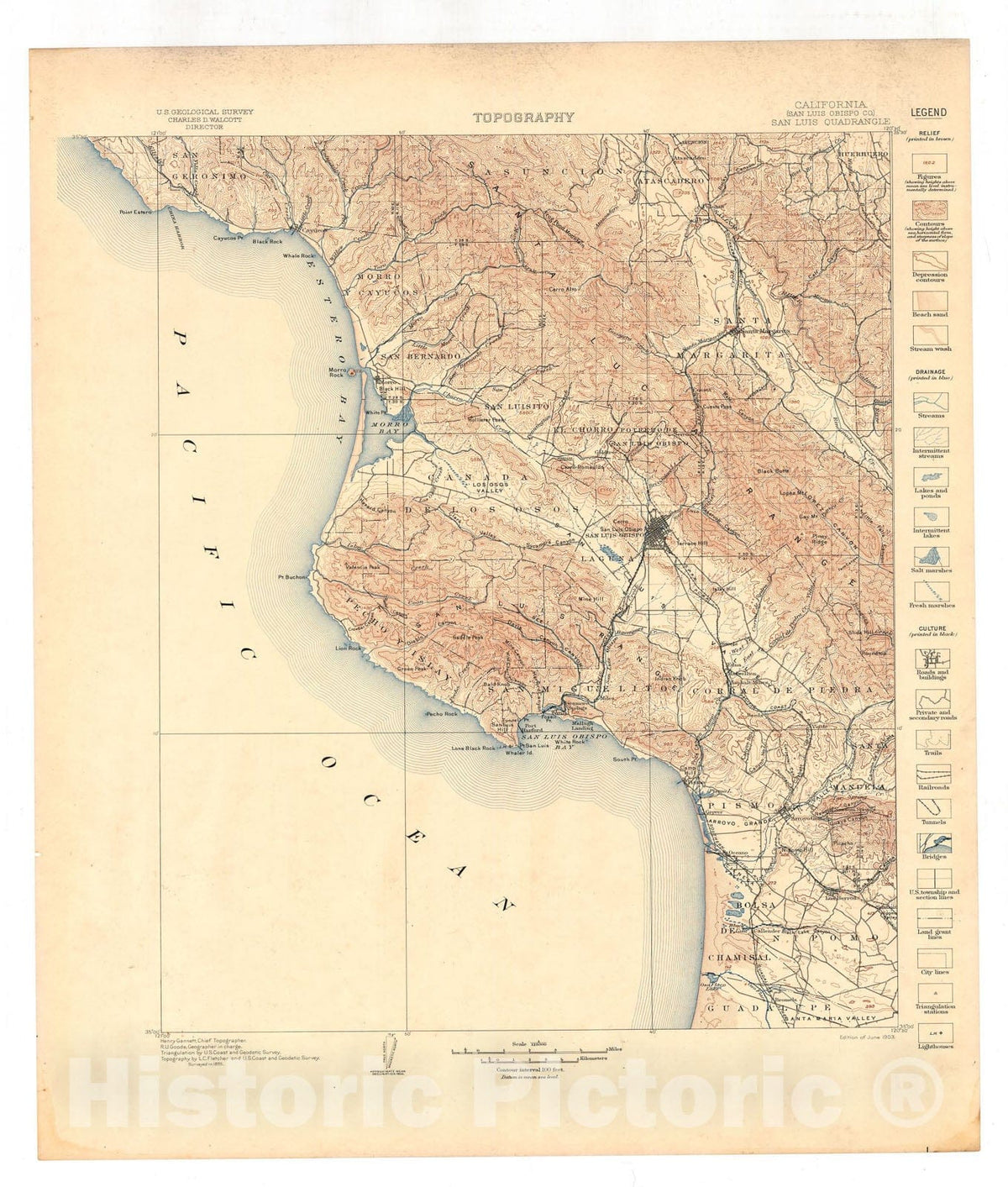 Map : San Luis folio, California, 1904 Cartography Wall Art :