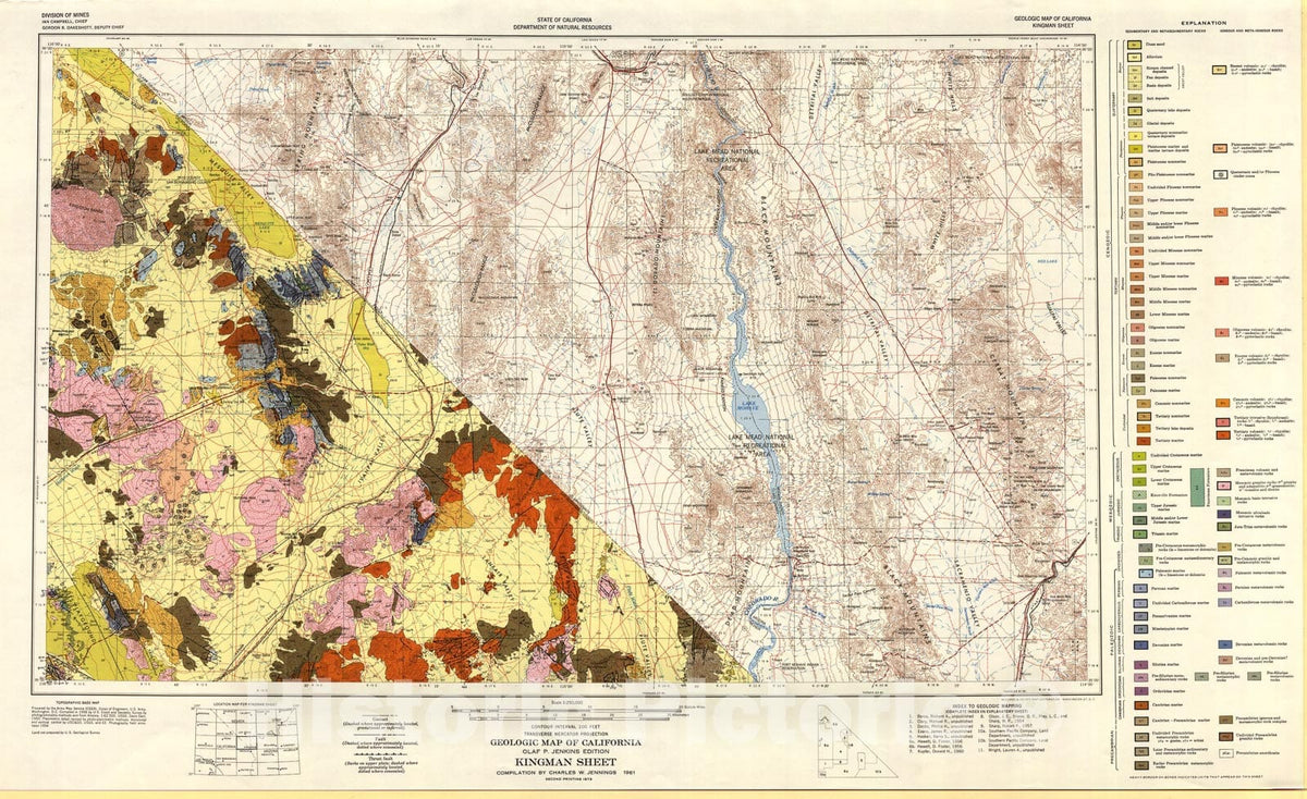 Map : Geologic map of California : Kingman sheet, 1961 Cartography Wall Art :