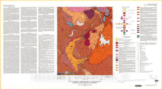 Map : Geologic map of the Shaver Lake quadrangle, central Sierra Nevada, California, 1976 Cartography Wall Art :