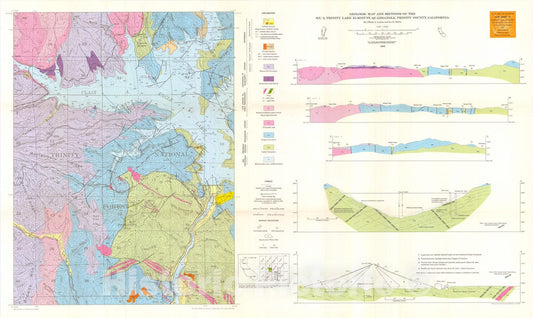 Map : Geology of the southeast quarter of the Trinity Lake quadrangle, Trinity County, California, 1969 Cartography Wall Art :