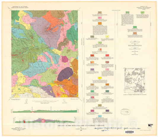 Map : Geology of the Manzanita Lake quadrangle, California, 1963 Cartography Wall Art :