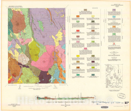 Map : Geology of the Prospect Peak quadrangle, California, 1964 Cartography Wall Art :