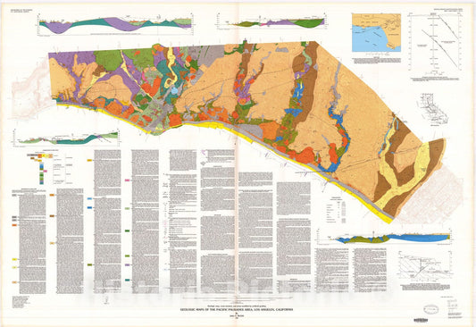 Map : Geologic maps of the Pacific Palisades area, Los Angeles, California, 1989 Cartography Wall Art :