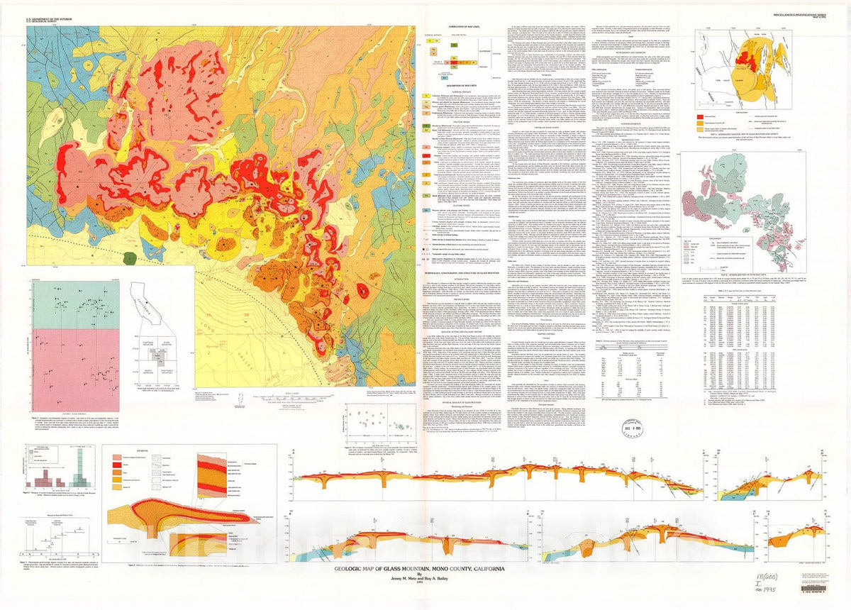 Map : Geologic map of Glass Mountain, Mono County, California, 1993 Cartography Wall Art :