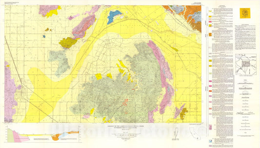 Map : Geology of the Lakeview-Perris quadrangles, Riverside County, California, 1972 Cartography Wall Art :