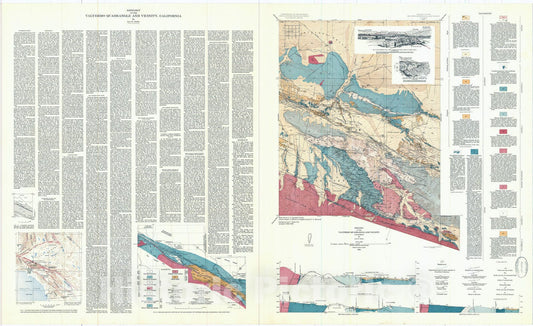 Map : Geology of the Valyermo quadrangle and vicinity, California, 1954 Cartography Wall Art :