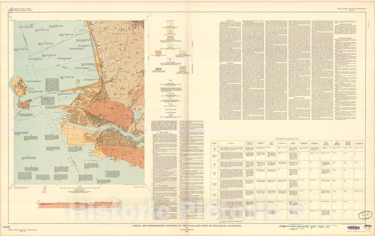Map : Areal and engineering geology of the Oakland West quadrangle, California, 1957 Cartography Wall Art :
