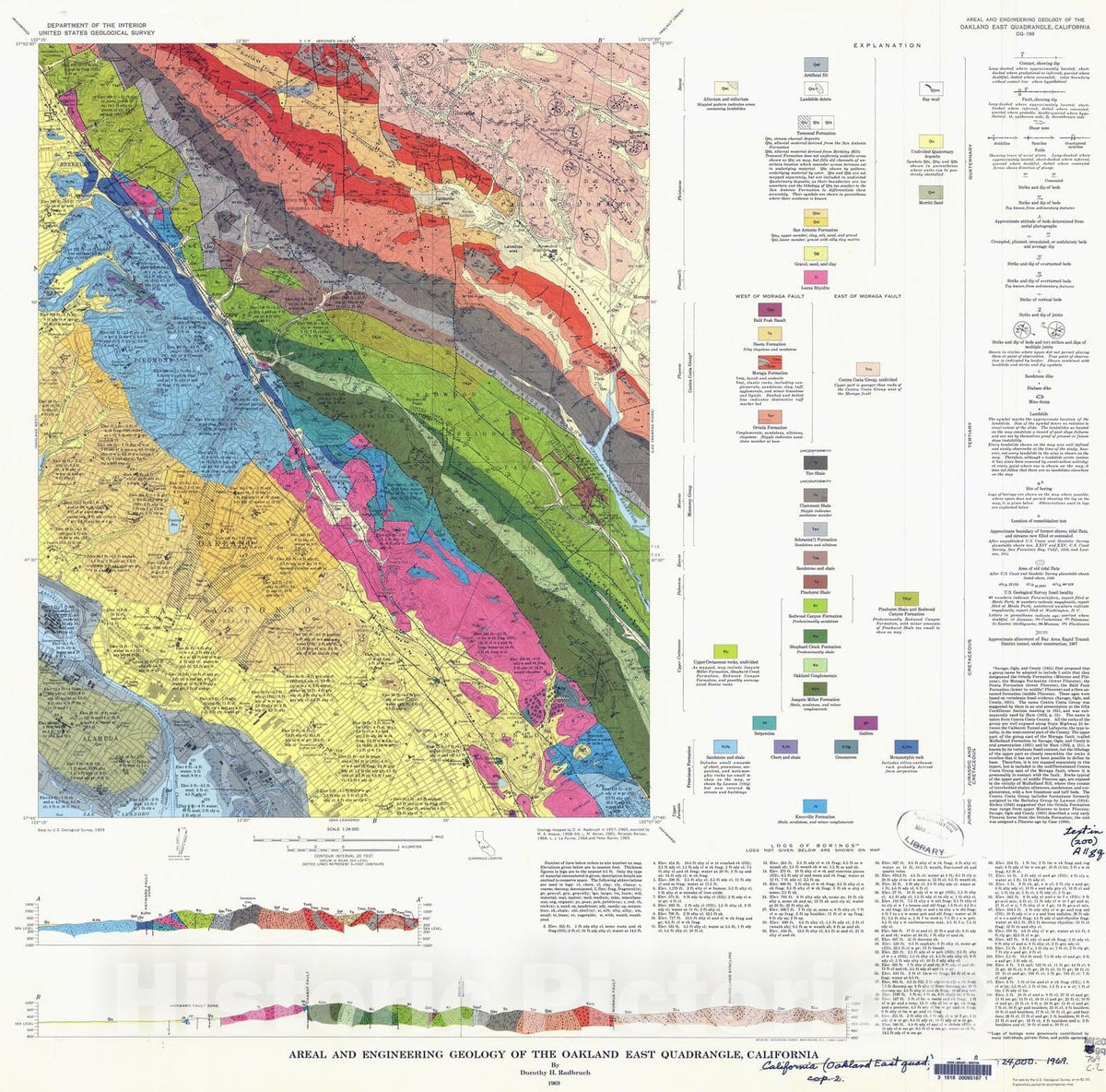 Map : Areal and engineering geology of the Oakland East quadrangle, California, 1969 Cartography Wall Art :