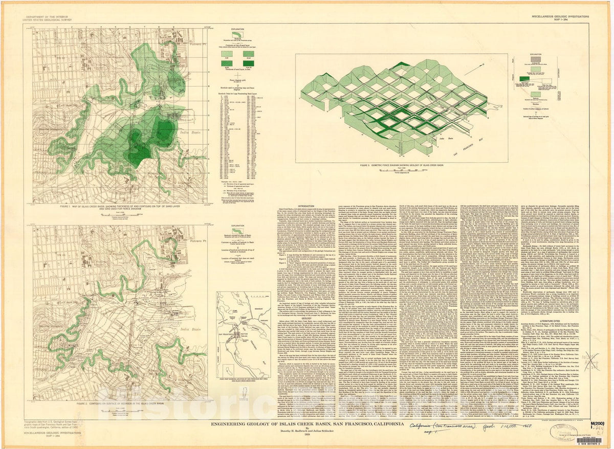 Map : Engineering geology of Islais Creek Basin, San Francisco, California, 1958 Cartography Wall Art :